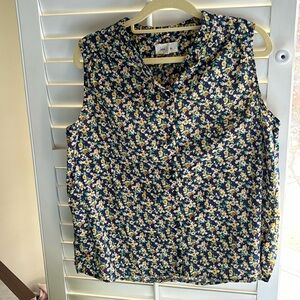 Land N Sea Floral Sleeveless Blouse Women’s size L